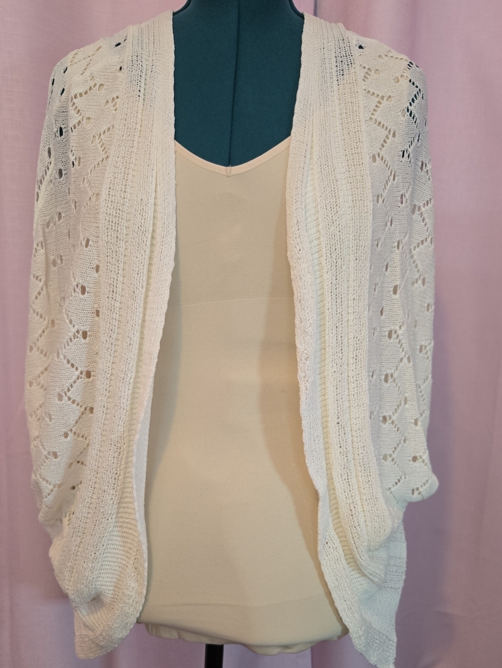 Kate & Mallory Cream Open-Front Knit Cardigan